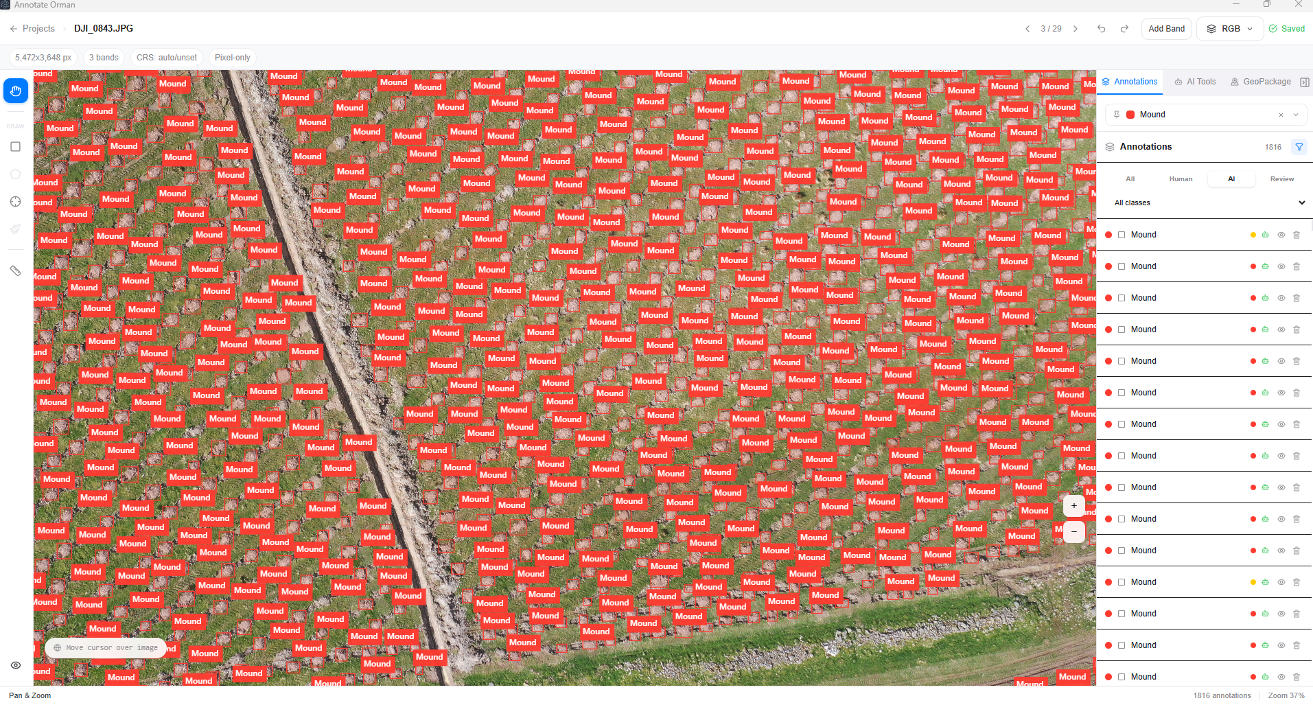 ‘Labeled Imagery’ high-definition example for annotator view
